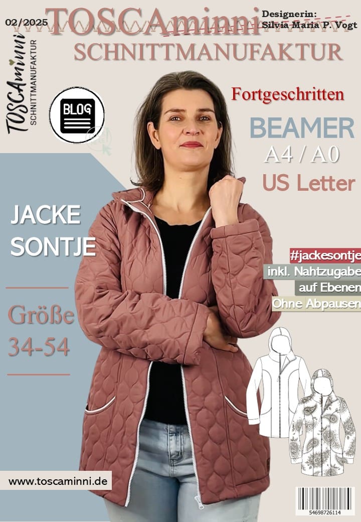 Schnittmuster für Damen Steppjacke SONTJE Cover| TOSCAminni