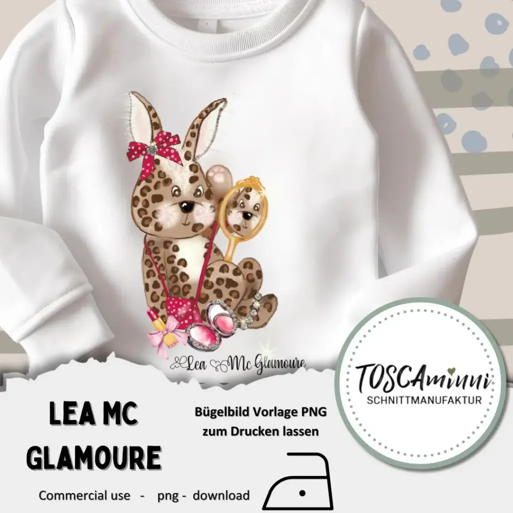 Bügelbild Leoprint - Hase Lea Mc Glamour zum Drucken