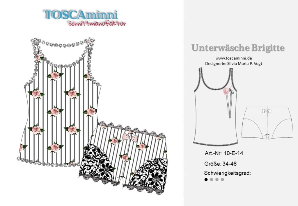 Schnittmuster Unterwäscheset Brigitte Gr. 34 - 46