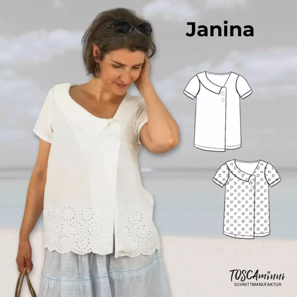 Schnittmuster Sommerbluse Janina Gr. 34-54 mit Kragen