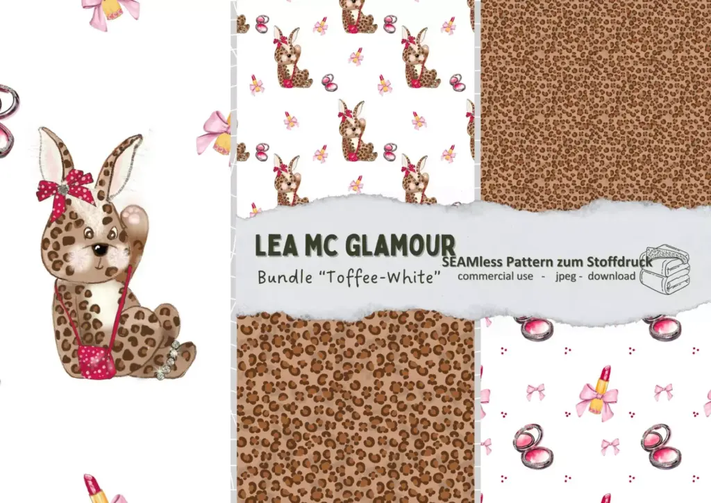 Stoffdesign: Hase im Leoprint "White-Toffee"| Stoffdruck