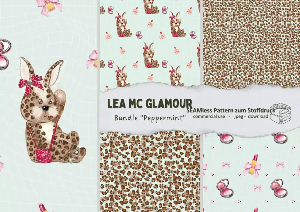 Stoffdesign: Hase im Leoprint "Peppermint" | Stoffdruck