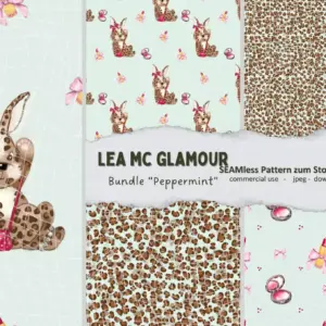 Stoffdesign: Hase im Leoprint "Peppermint" | Stoffdruck
