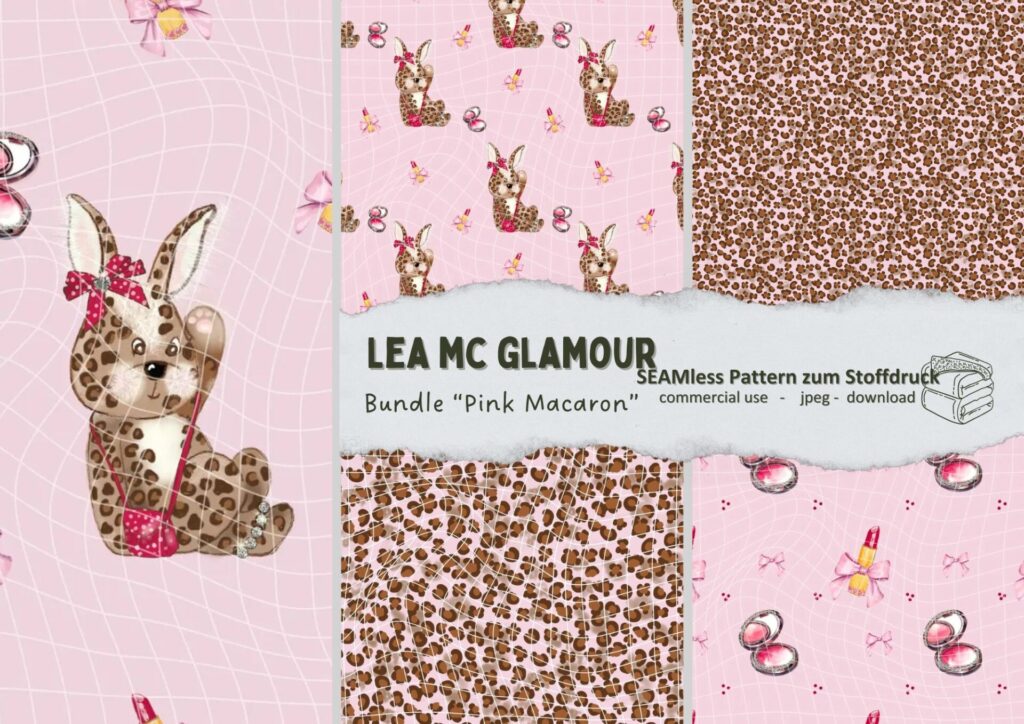 Stoffdesign: Hase im Leolook "Pink Macaron" | Stoffdruck