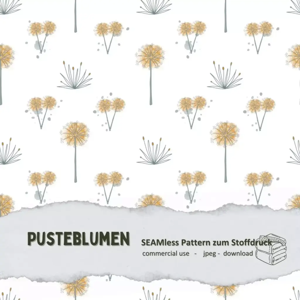Semless pattern: Pusteblumen - Löwenzahn | Digitaler Stoffdruck