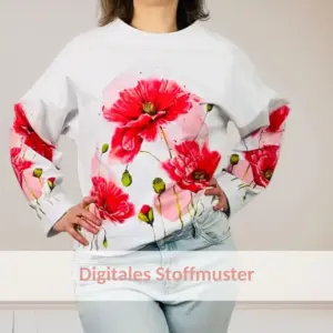 Stoffdesign Mohnblumen - Digitales Muster für Sweater Ingra