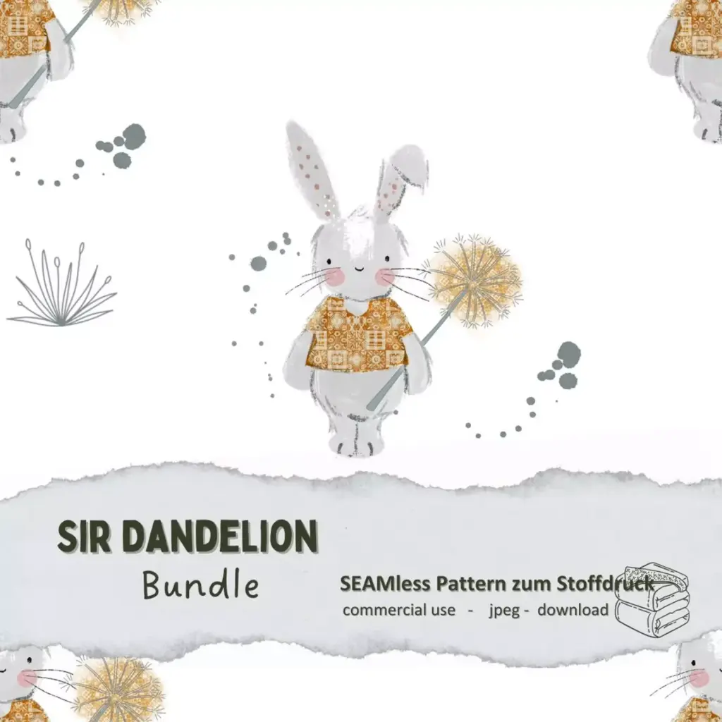 Stoffdesign: Set Hase mit Pusteblume "Sir Dandelion"