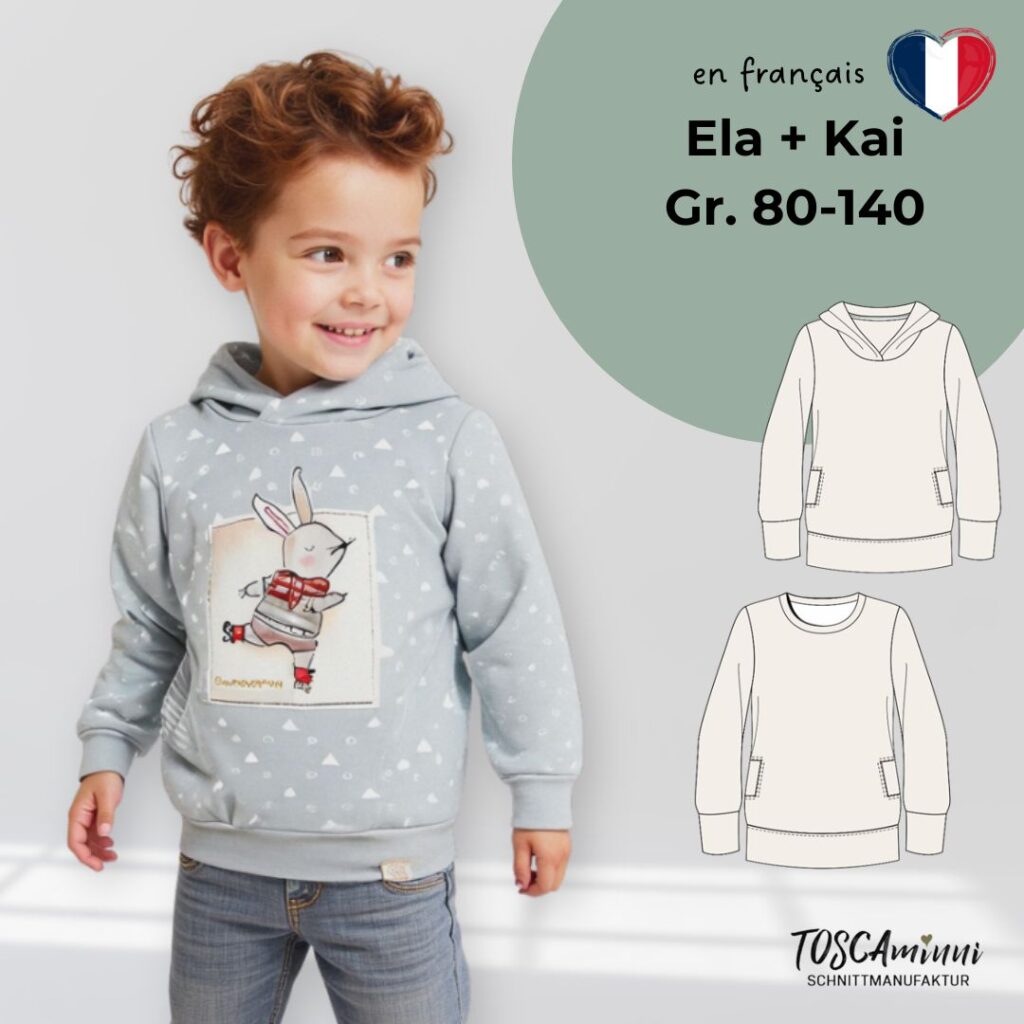Patron sweat enfant hoodie avec capuche