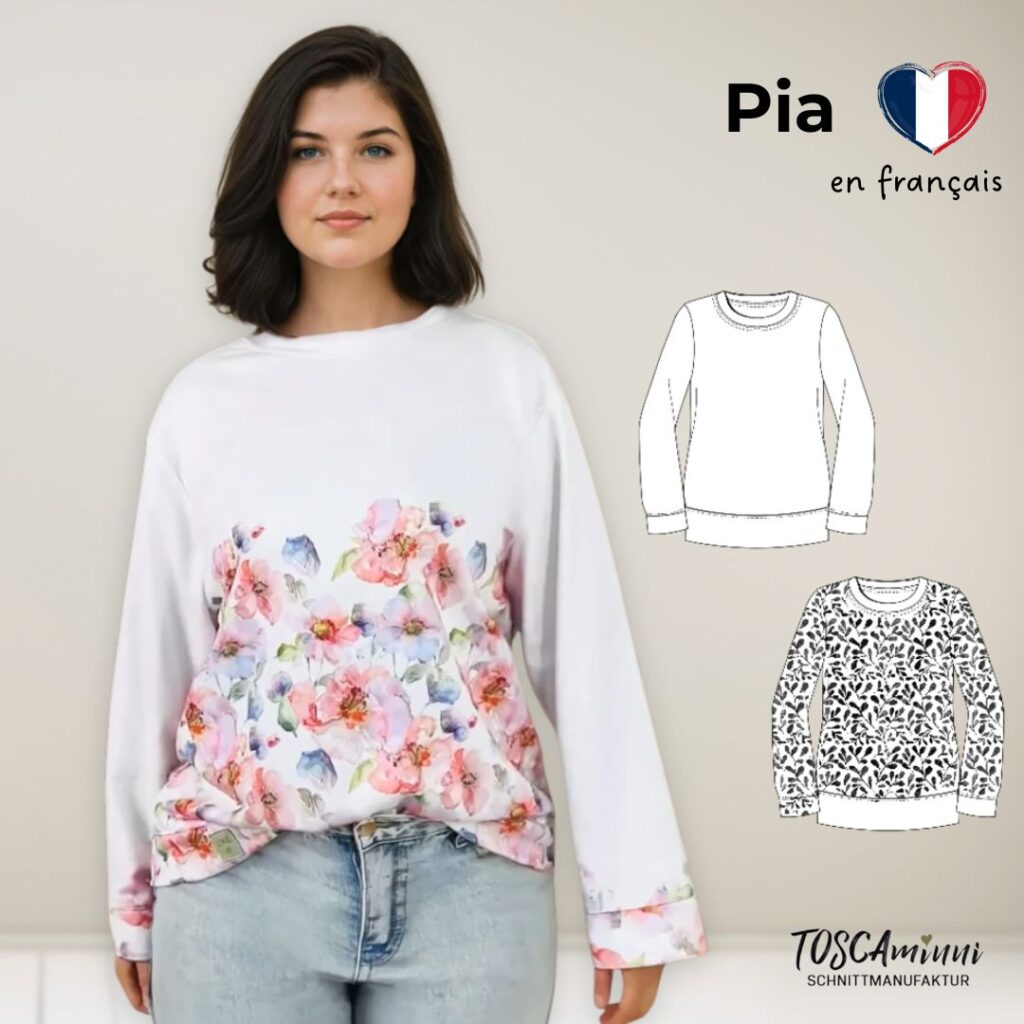 Patron couture sweat Pia – haut ample femme débutant
