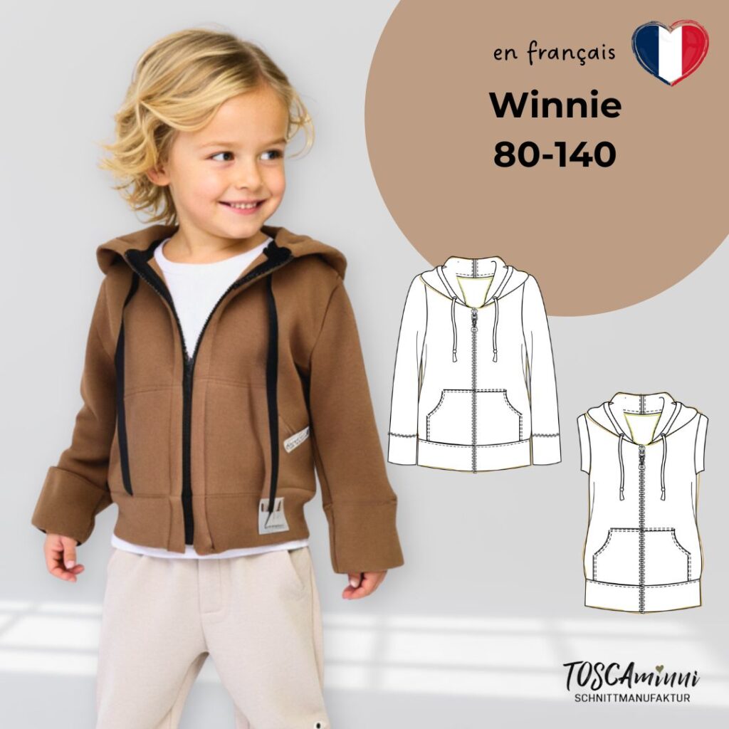 Patron couture veste zippée e capuche pour enfant