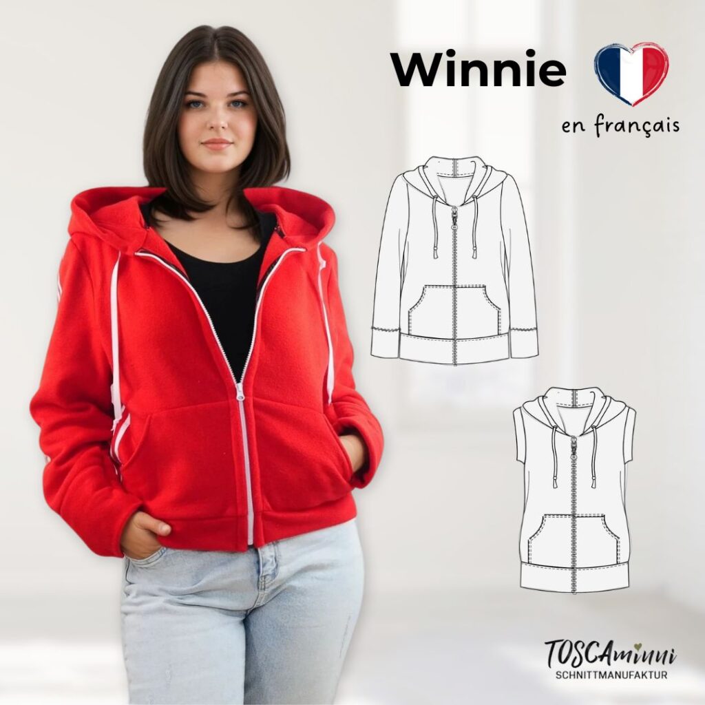 Patron couture sweat zippée pour femme avec capuche