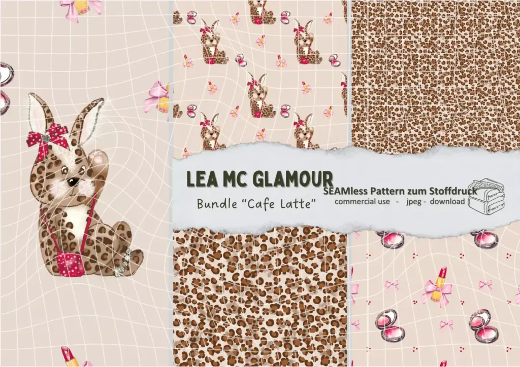 Stoffdesign: Hase im Leolook "Cafe Latte" | Stoffdruck