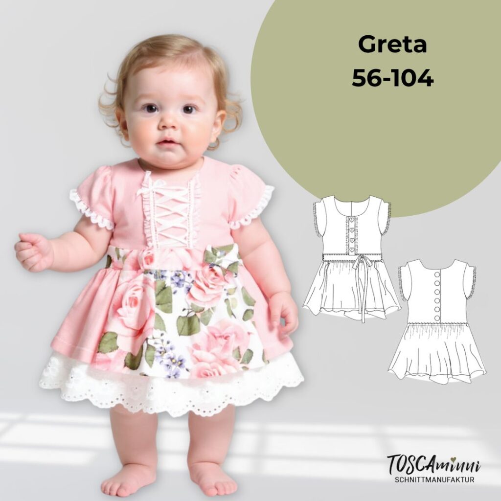 Schnittmuster Dirndl Greta Gr. 56-104 für Babies