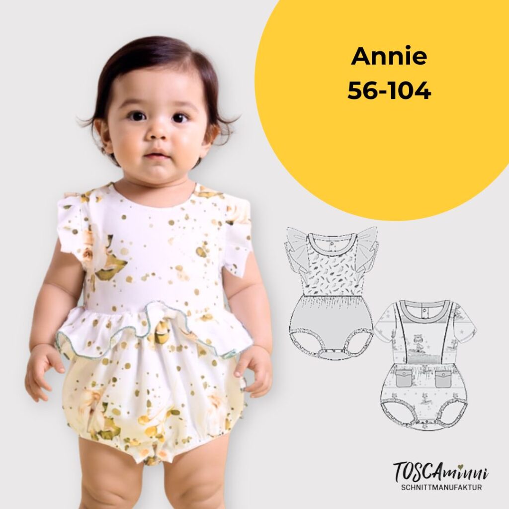 Schnittmuster Baby Romper Annie Gr. 56-104