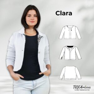 Schnittmuster Kurzjacke Clara Größe 34-54 mit Kragen