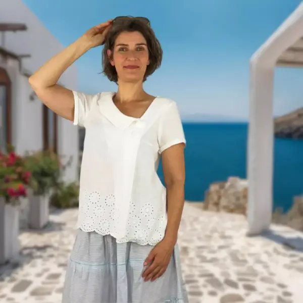 Schnittmuster Sommerbluse Janina Gr. 34-54 mit Kragen – Bild 5