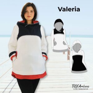 Schnittmuster Hoodie Valeria Gr. 34-54 mit Loopkragen