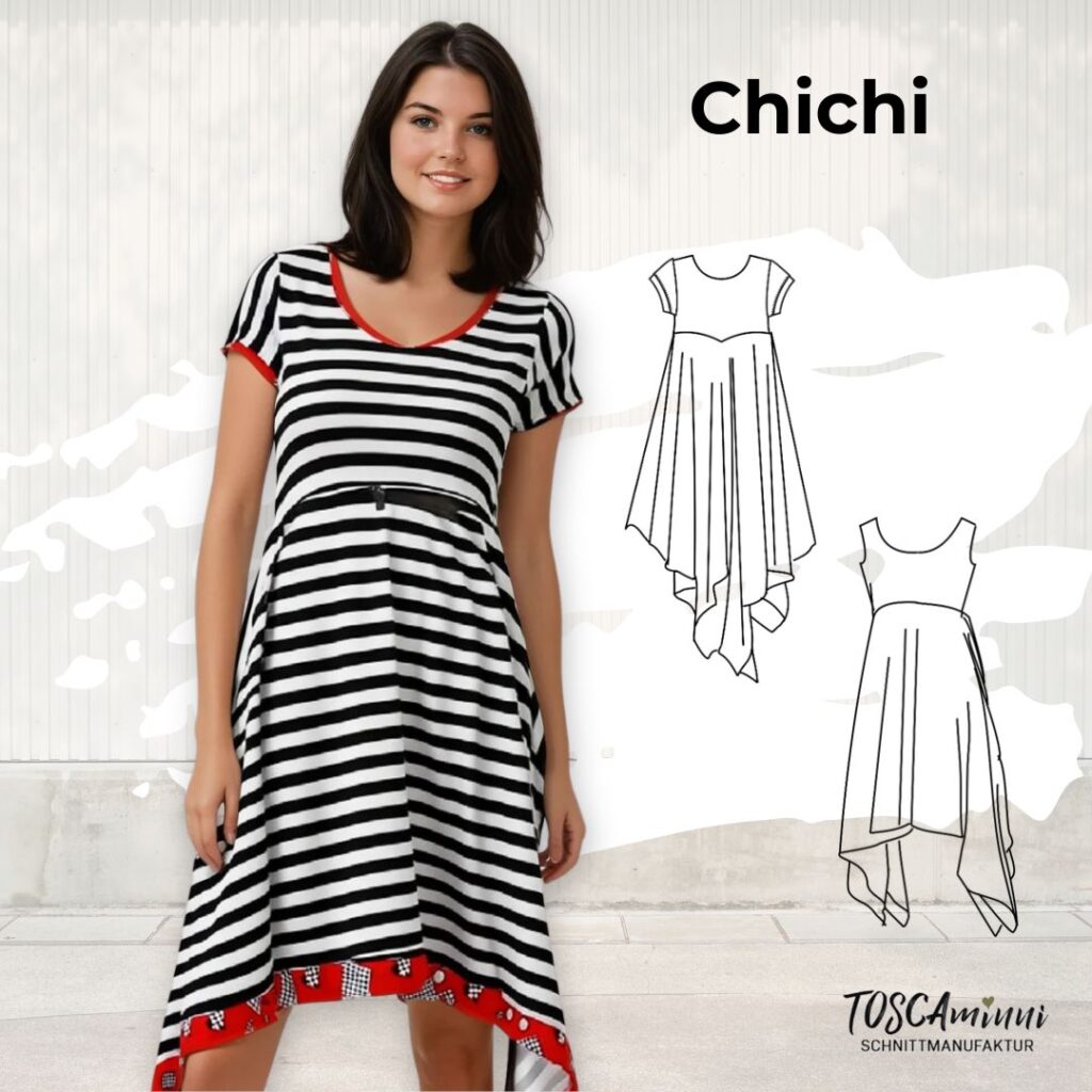 Schnittmuster Jerseykleid Chichi Größe 34-54 für Damen