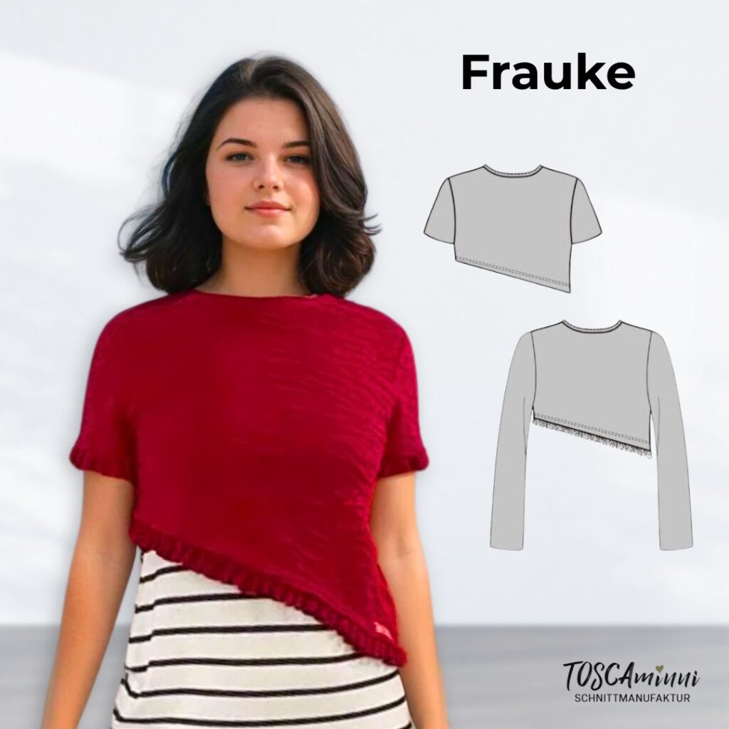 Schnittmuster Cropshirt Frauke Gr. 34-54 mit Rüschen