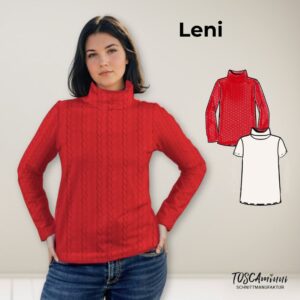 Schnittmuster Damenshirt Leni Größe 34-54 mit Rollkragen