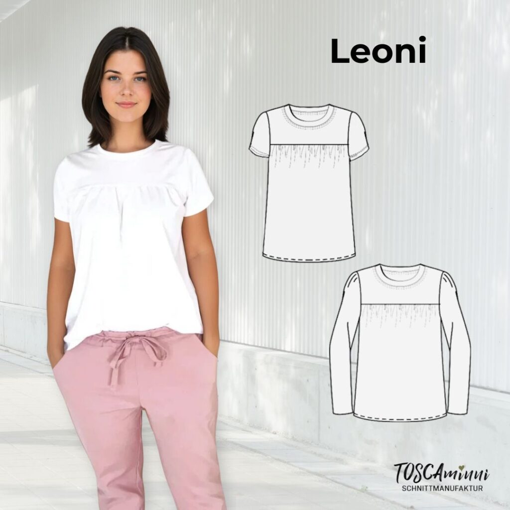 Schnittmuster T-Shirt Leoni Gr. 34-54 - mit Passe und Raffung