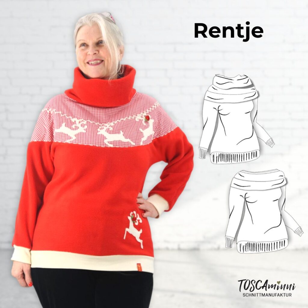 Schnittmuster Fledermausshirt Rentje Gr. 34-54