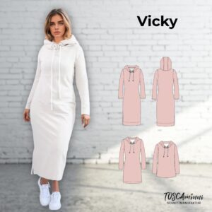 Schnittmuster Hoodiekleid Vicky Gr. 34-54 mit Schlitz