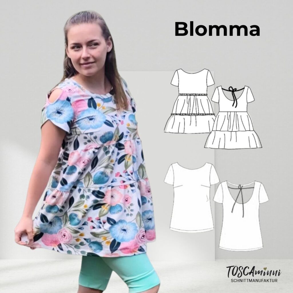 Schnittmuster Tunika Blomma Gr. 34-54 mit Cut-Out-Ärmel