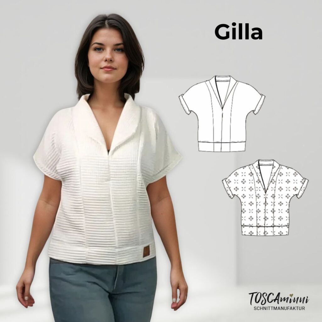 Schnittmuster Damenbluse Gilla Gr. 34-54 | Schalkragen