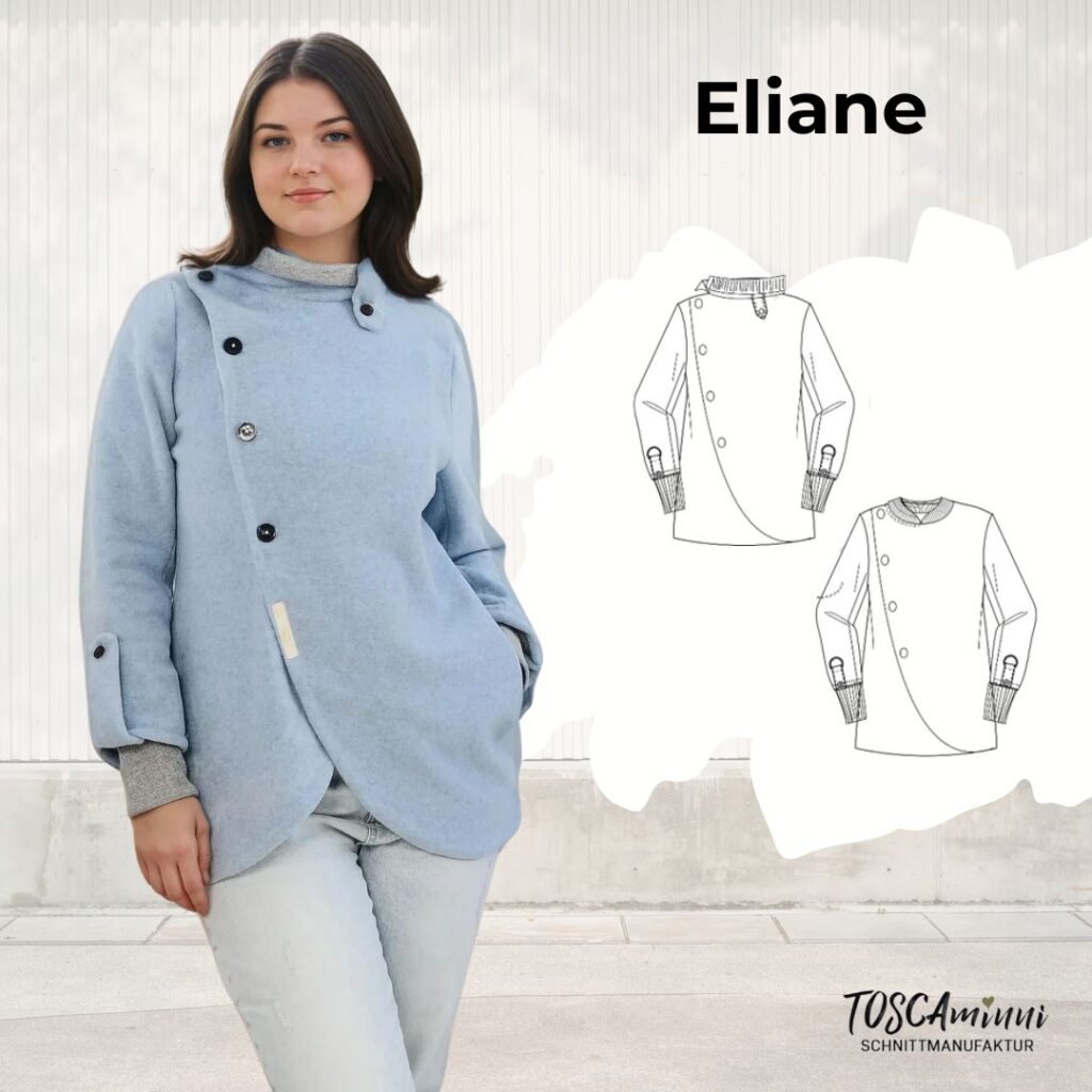 Schnittmuster Wickeljacke Eliane- Gr. 34-54 mit Knopfleiste
