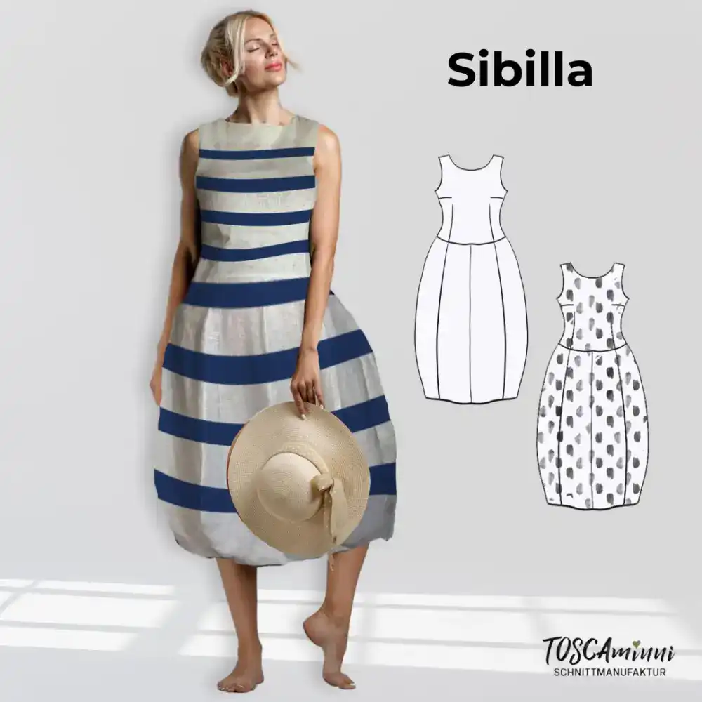 Schnittmuster Ballonkleid Sibilla Gr. 34-54 ärmellos