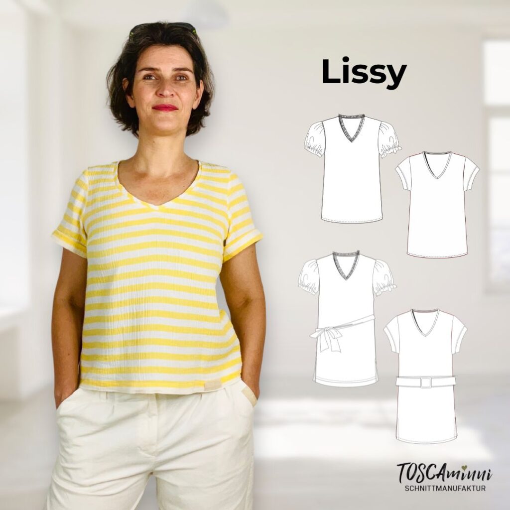 Schnittmuster Shirt Lissy Gr. 34-54 | V-Ausschnitt