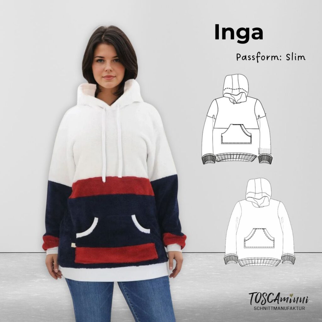 Schnittmuster Hoodie Inga Gr. 34-54 Passform: Slim