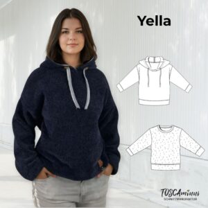 Schnittmuster Hoodie Yella – Damen Oversize Kapuzenpullover nähen Gr. 34–54 | Designer TOSCAminni-Schnittmanufaktur