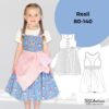 Schnittmuster Kinderdirndl Resli für Mädchen in den Größen 80 bis 140. Professionelle PDF-Nähanleitung von TOSCAminni für ein traditionelles Dirndl mit Mieder, Rock und Schürze.