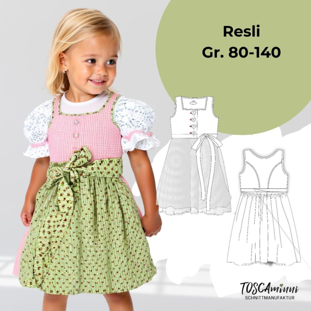 Schnittmuster Kinderdirndl Resli - mit Wiener Naht Gr. 80-140