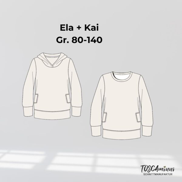 Schnittmuster Kinderhoodie Ela+Kai Gr. 80-140 – Bild 11