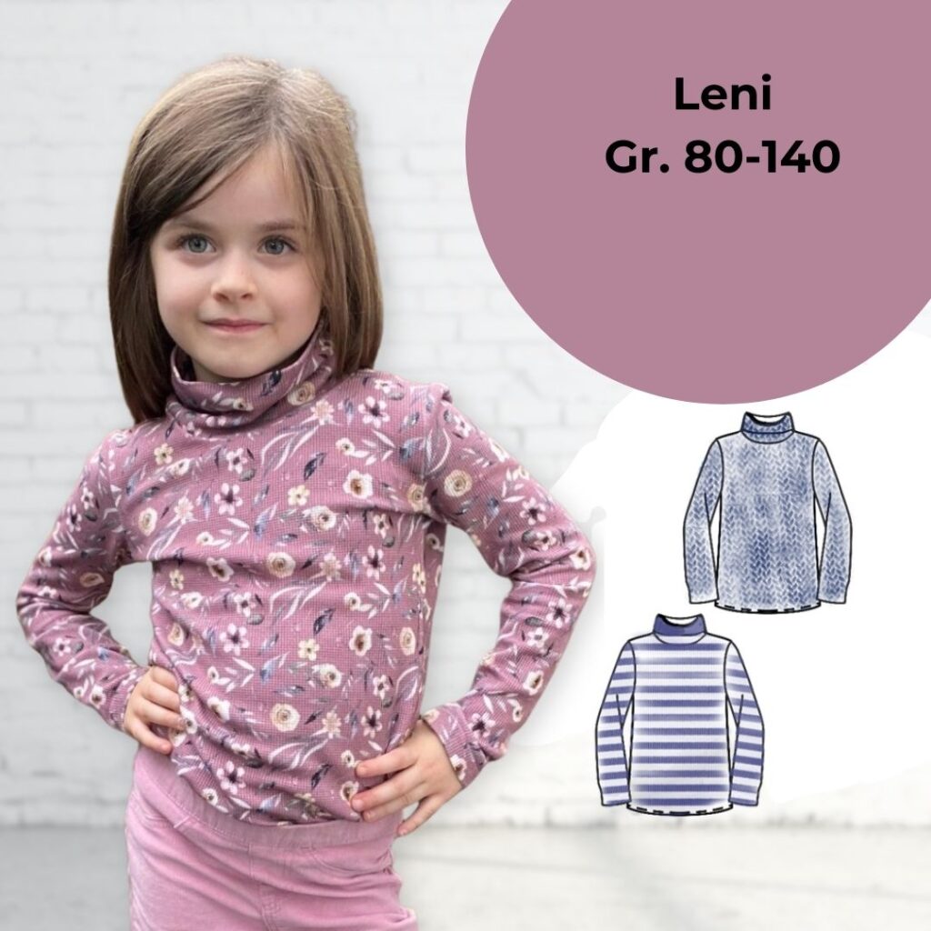 Schnittmuster Longshirt Leni Gr. 80-140 | Rollkragen