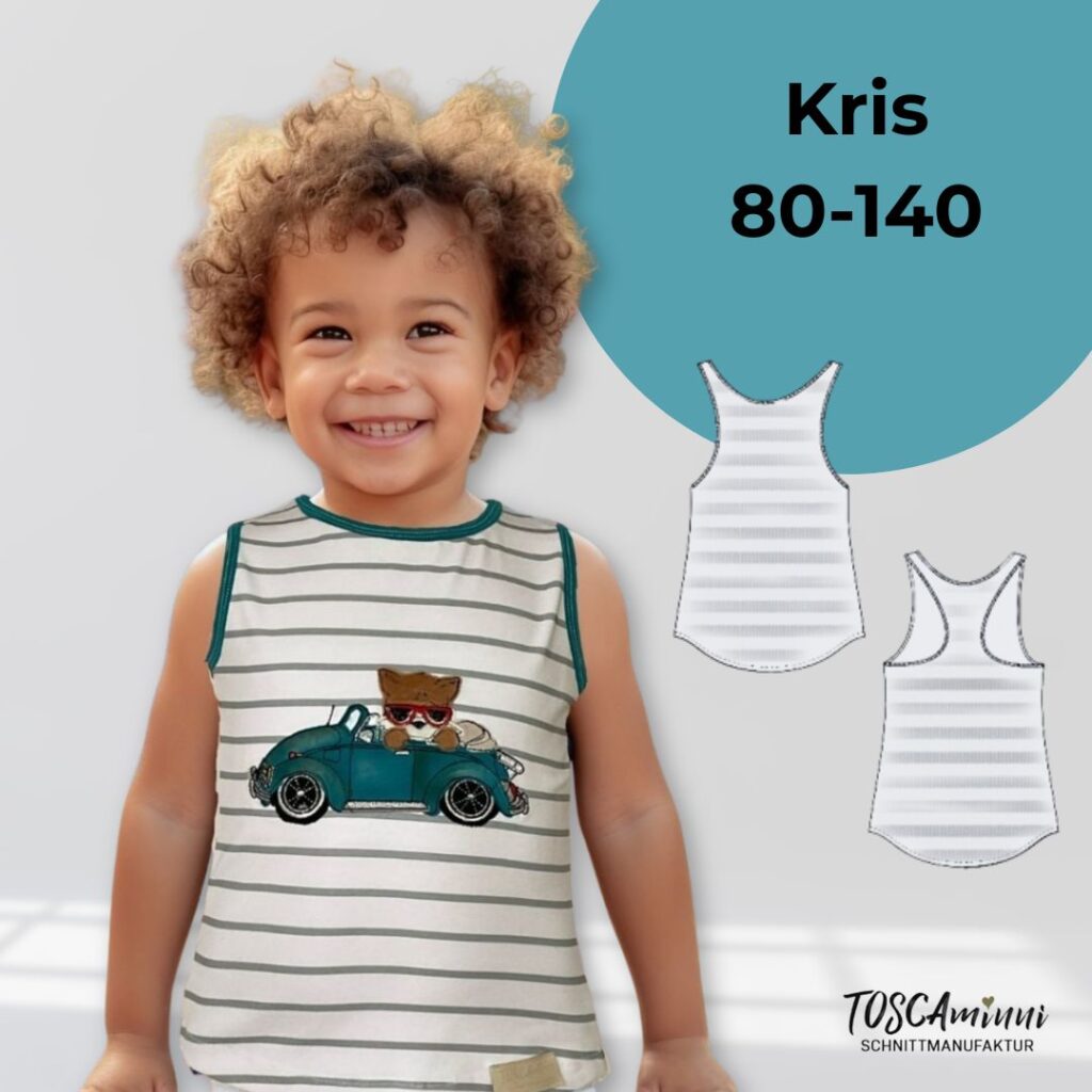 Schnittmuster Kindershirt Kris Größe 80-140 | Tanktop