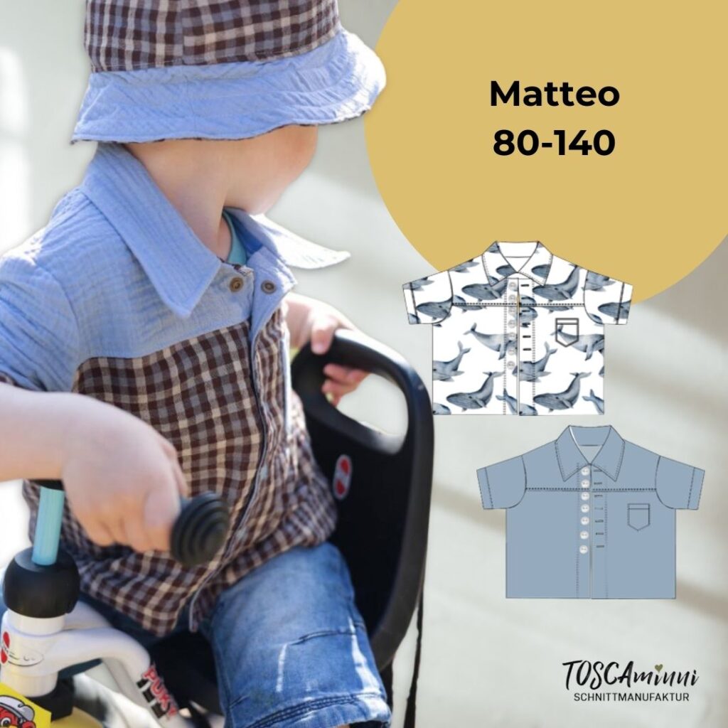 Schnittmuster Kinder Hemd Matteo mit Passe Gr. 80-140