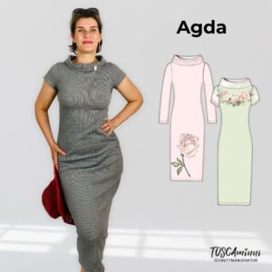 Schnittmuster Schlauchkleid Agda Gr. 34-46 mit Stehkragen