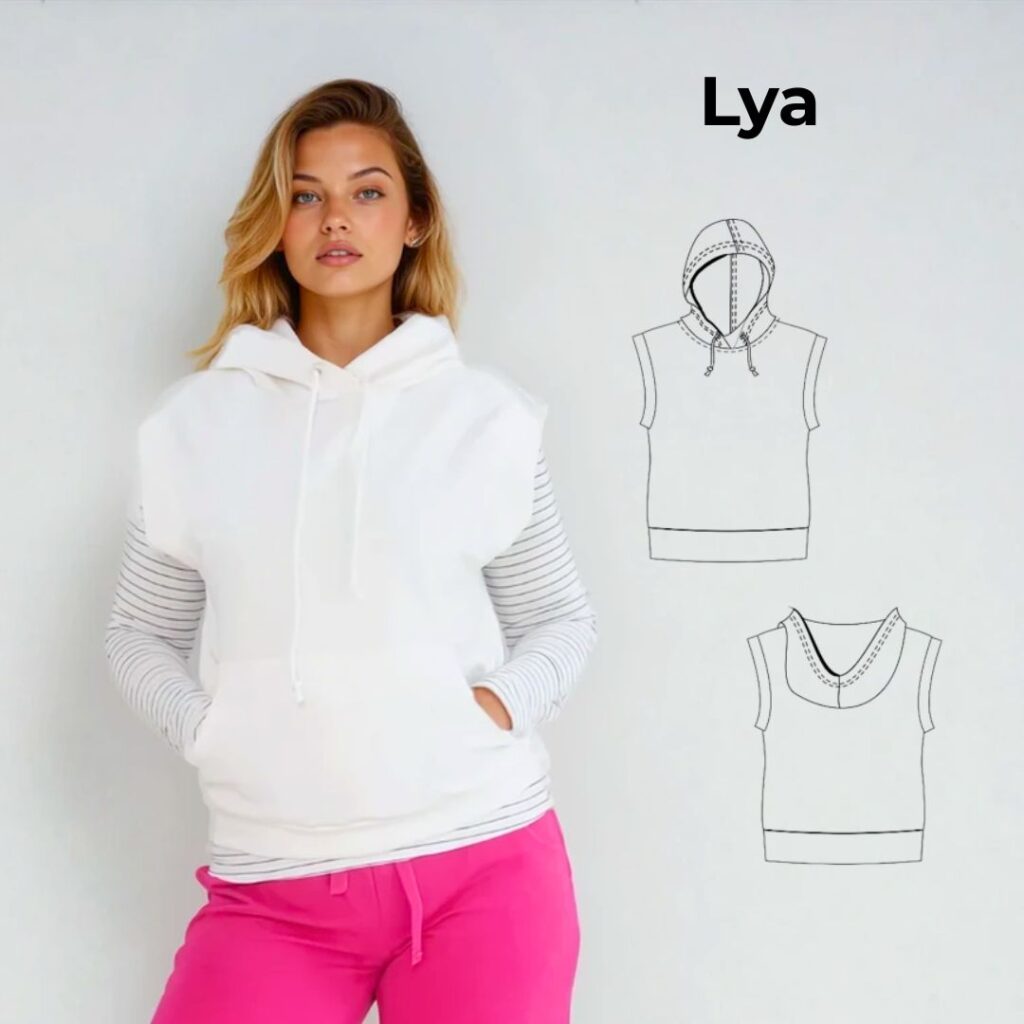Schnittmuster Pullover Lya Gr. 34-54 ärmellos