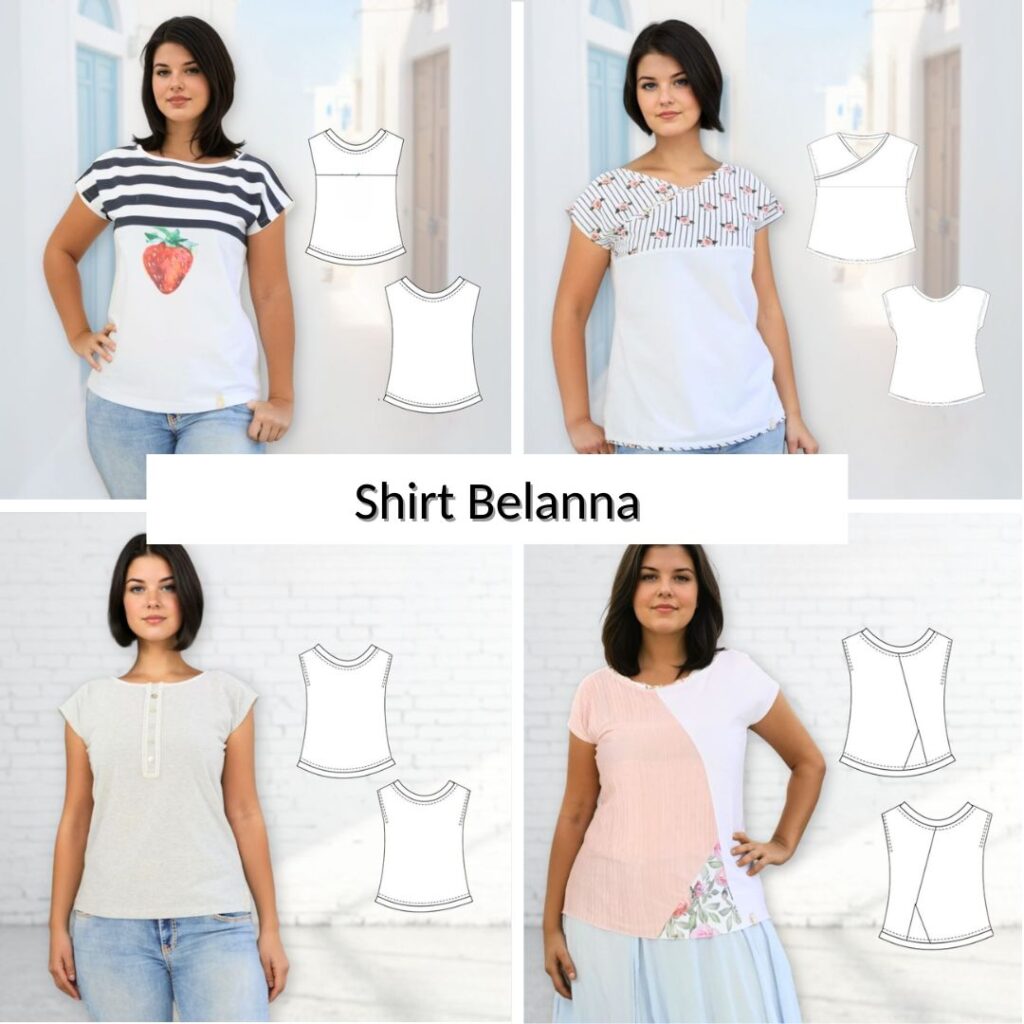 Schnittmuster T-Shirt Belanna Gr. 34-54 mit Passe