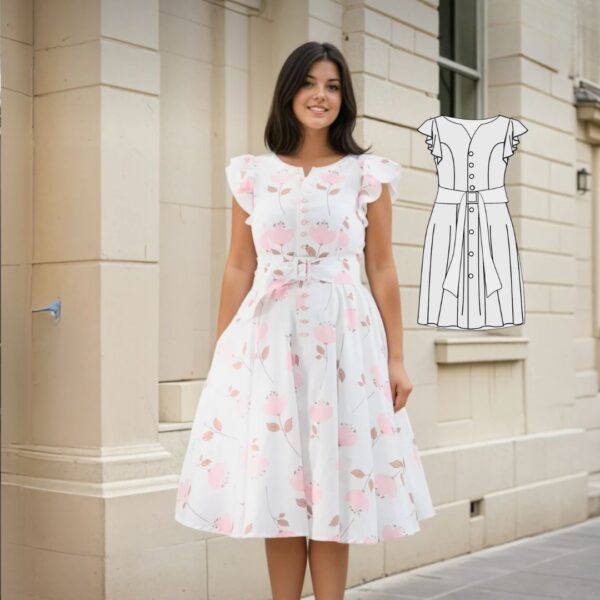 Schnittmuster Sommerkleid mit Knopfleiste Monika Gr. 34-54 – Bild 4