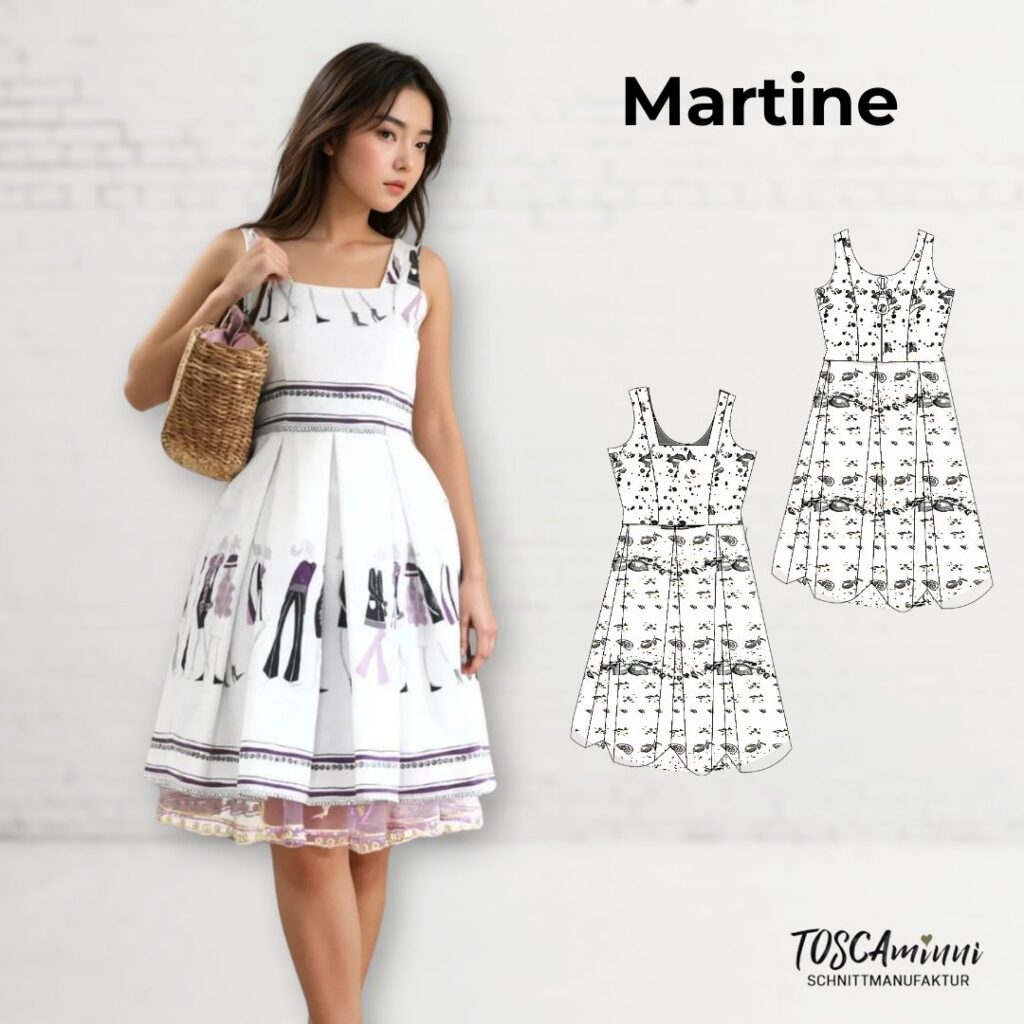 Schnittmuster Kleid Martine Gr. 34-46 mit Kellerfalten