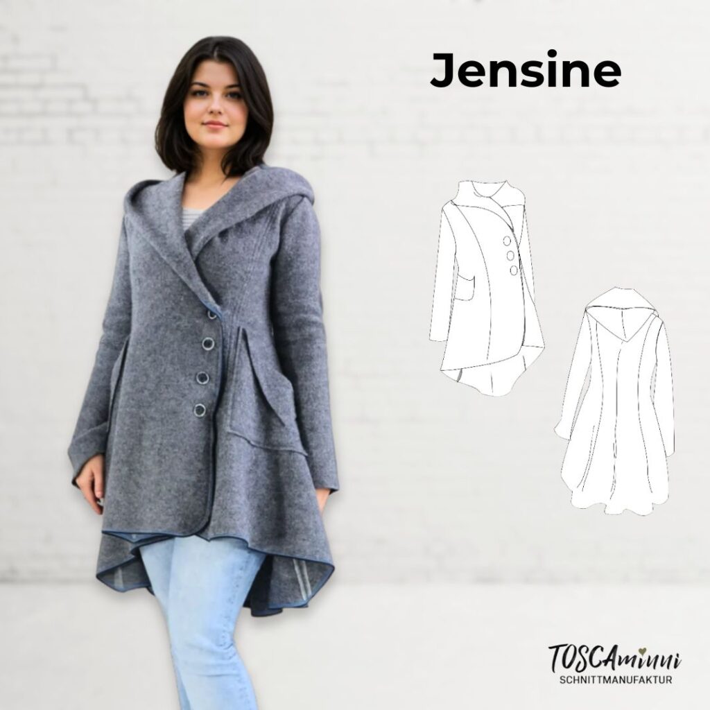 Schnittmuster Walkmantel Jensine Gr. 34-46 mit Godets