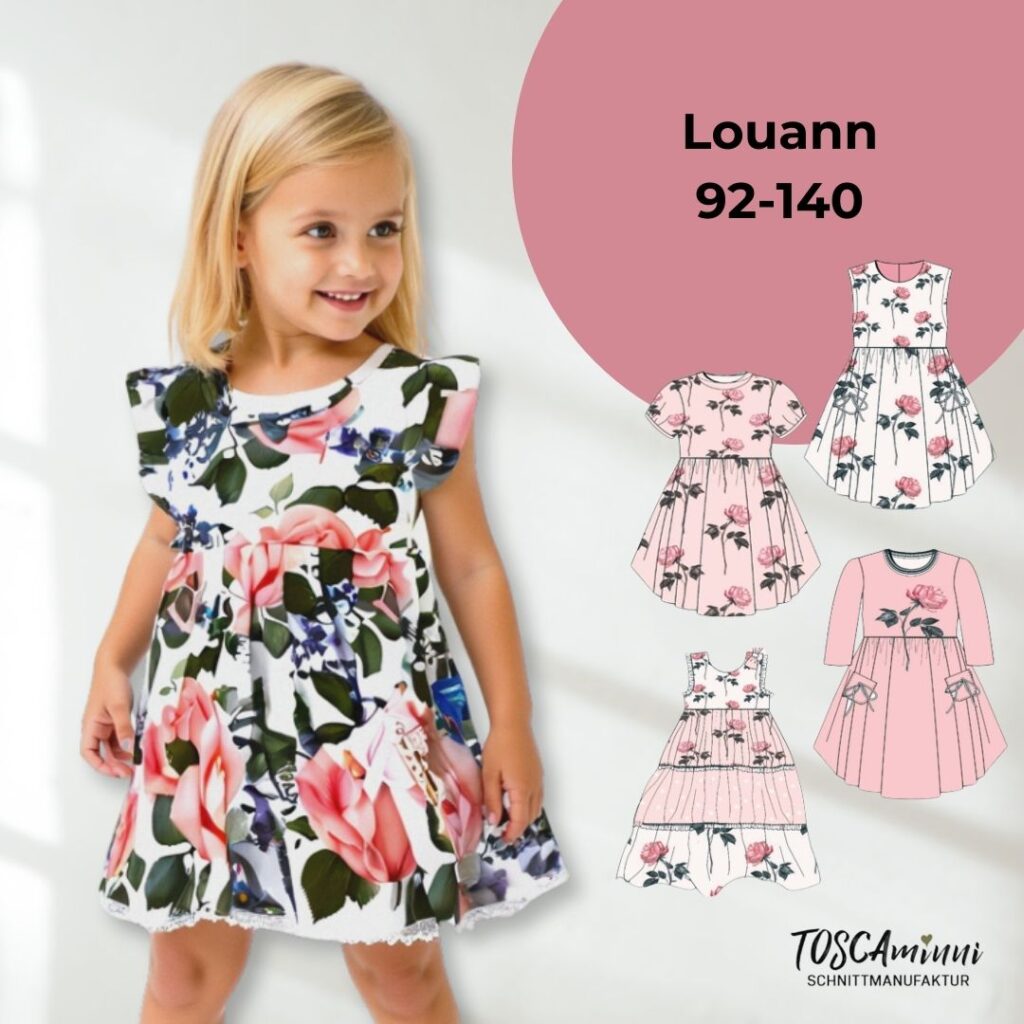 Schnittmuster Kinderkleid Louann Gr. 92-140