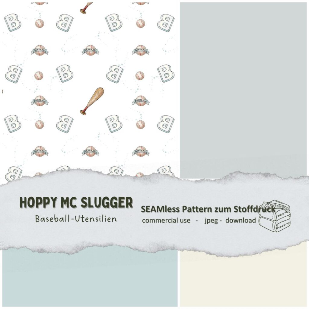 Stoffdesign Baseball Utensilien - digitales Stoffdesign