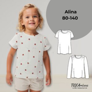 Schnittmuster T-Shirt Alina Größe 80-140 | Kindershirt