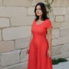 Sommeroverall Amalfi in Rot – Schnittmuster Jumpsuit Damen mit kurzen Ärmeln und weitem Bein im Palazzo-Stil